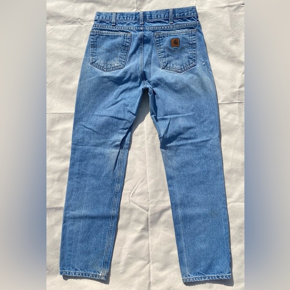 90s Y2K Carhartt Light Wash Men's Denim Traditional Fit Casual Jeans 34x32 - Picture 2 of 11